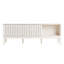 Meuble télé Givaro de 58 po de style Mid-Century blanc cassé avec portes coulissantes à lattes, tablettes ouvertes réglables et finition mate lisse-202096204