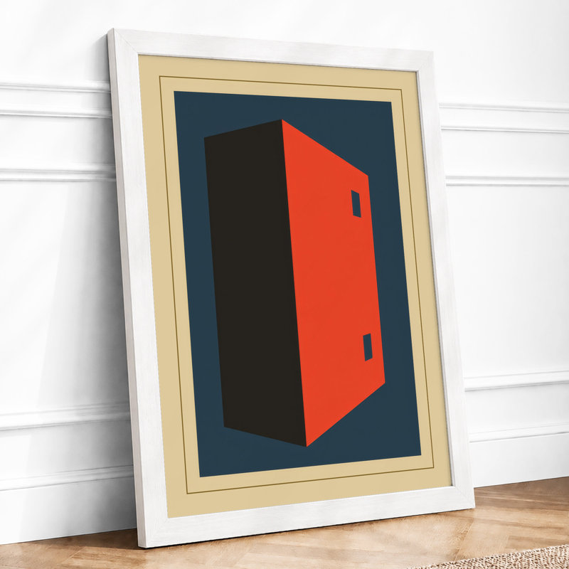 Geometric Block Industrial - Framed Print, A2 - 59.4 x 42.0 cm, White
