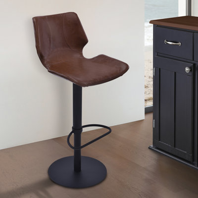 Swivel Upholstered Adjustable Height Counter Stool with Metal Frame