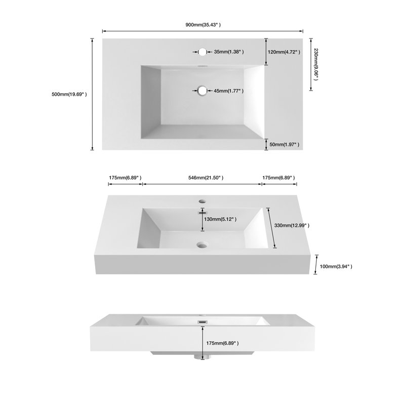 Lavabo vasque mural 35 "SMC