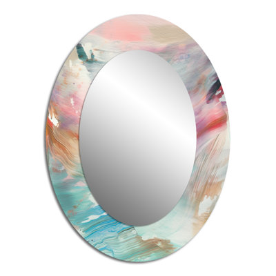 Miroirs printaniers au printemps pastel III - Miroir décoratif abstrait ovale sur métal
