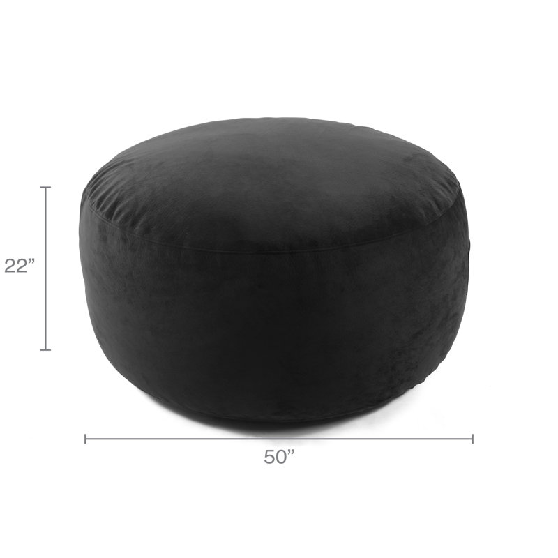 Lounge & Co Grey Embossed Round Bean Bag Cover 22" x 50", Black Microsuede