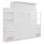 Lit escamotable double pleine grandeur avec tablettes, tiroirs et lumières DEL, blanc-1494930281