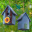Cabane à oiseaux, nichoirs pour oiseaux, nichoir à fleurs en bois rustique pour oiseaux à l'extérieur, maison de mariage suspendue pour décoration de jardin, bleu