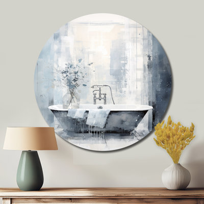 Bathroom Minimalist Elegance III - Humor Round Metal Art