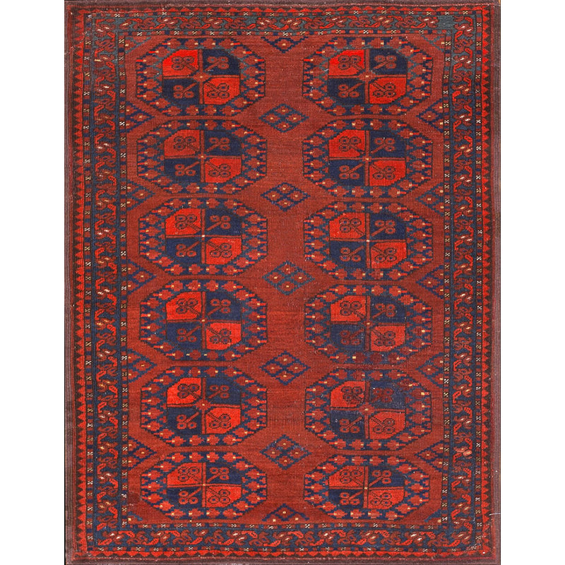 Bold Tribal Geometric Antique Bokhara Design Afghan Baluch Rug