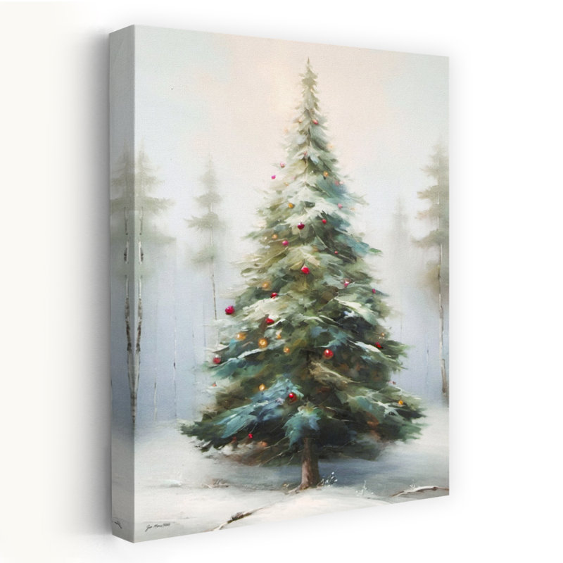 Art contemporain, paysage de forêt de sapin de Noël moderne et rustique, H 48 po x l 32 po