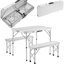 Rectangular Wood Metal Folding Outdoor Camping Table With Umbrella Hole , 90cm cm W 60cm cm D