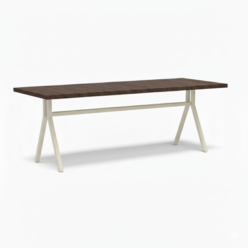 Strut Café Dining Height, 30"H x 84"L x 36"W, Dark Brown Wood, Black