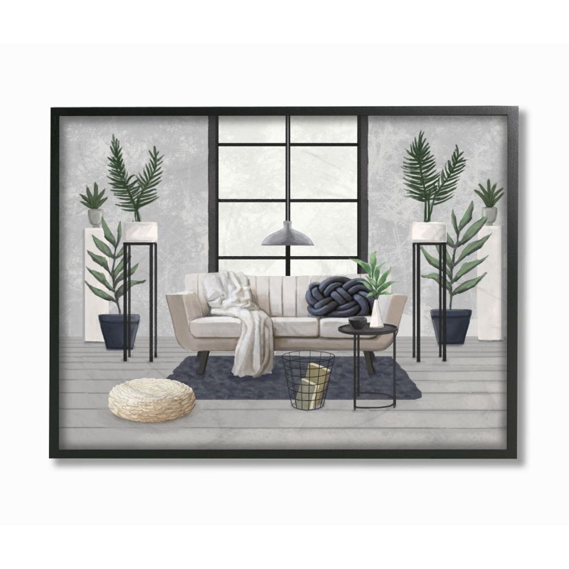 « modern salon interior painting blue », art textuel, Toile tendue, H 16 po x l 20 po
