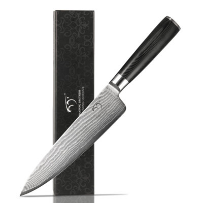 Damascus Chef Knife 8 Inch, Professional Kitchen Knife Forged with VG10 Super Steel 67 Layer Damascus, Non-slip Wood Ergonomic Handle, Razor Sharp Lightweight Kitchen Knife