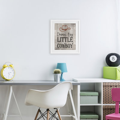 Dream Big Little Cowboy Framed Print Under Glass, design by Christine Simpson Art