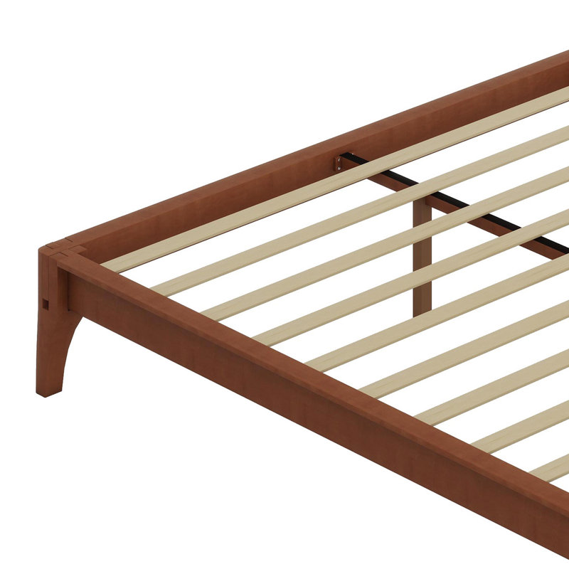 Solid Dry Bamboo Wood Platform Bed Frame, Brown