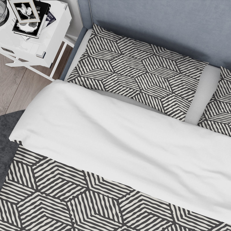 Ensemble de housse de couette en microfibre noir / blanc 2 pièces, Housse de couette simple + 1 taie décorative stan