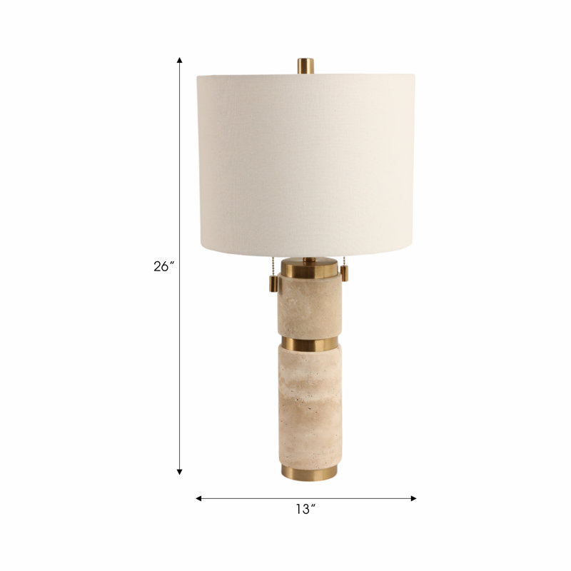Sagebrook Home 26X13" Travertine Lamp With 2 Pulls, Tan