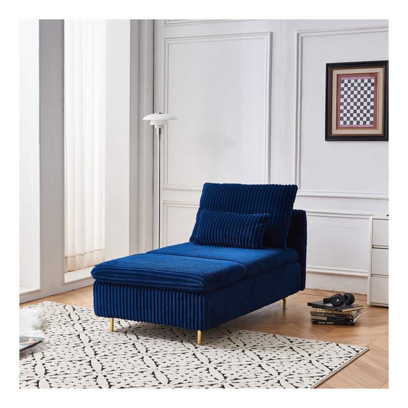 Fauteuil en velours côtelé Leisure, Bleu