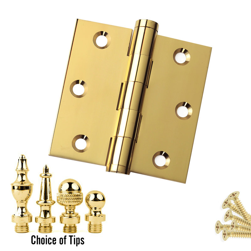 Charnière de porte simple 3 po H x 3 po, Laiton poli
