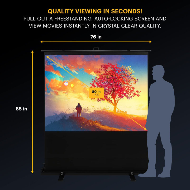 Écran de projection portatif blanc 39 po x 70 po