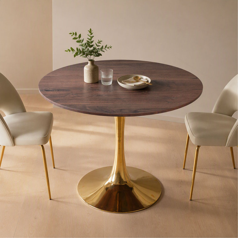 Table tulipe de style milieu du siècle avec pied central de 80 cm (31,5 po), plateau rond en MDF, idéale pour 2 à 4 personnes. Elle peut aussi servir de table d'appoint ou de table basse.