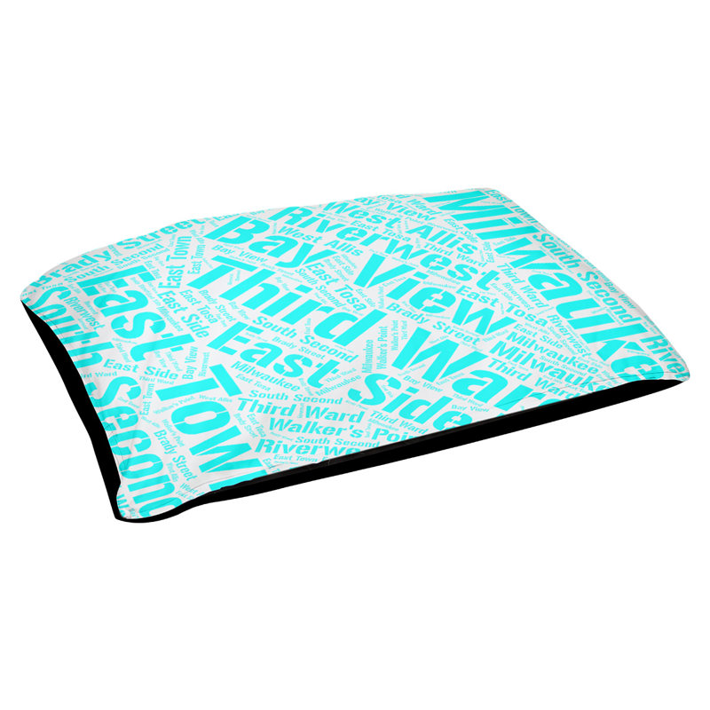 Coussin de chien « districts », Milwaukee, Cyan, Grand (l 40 po x P 30 po x H 14 po)