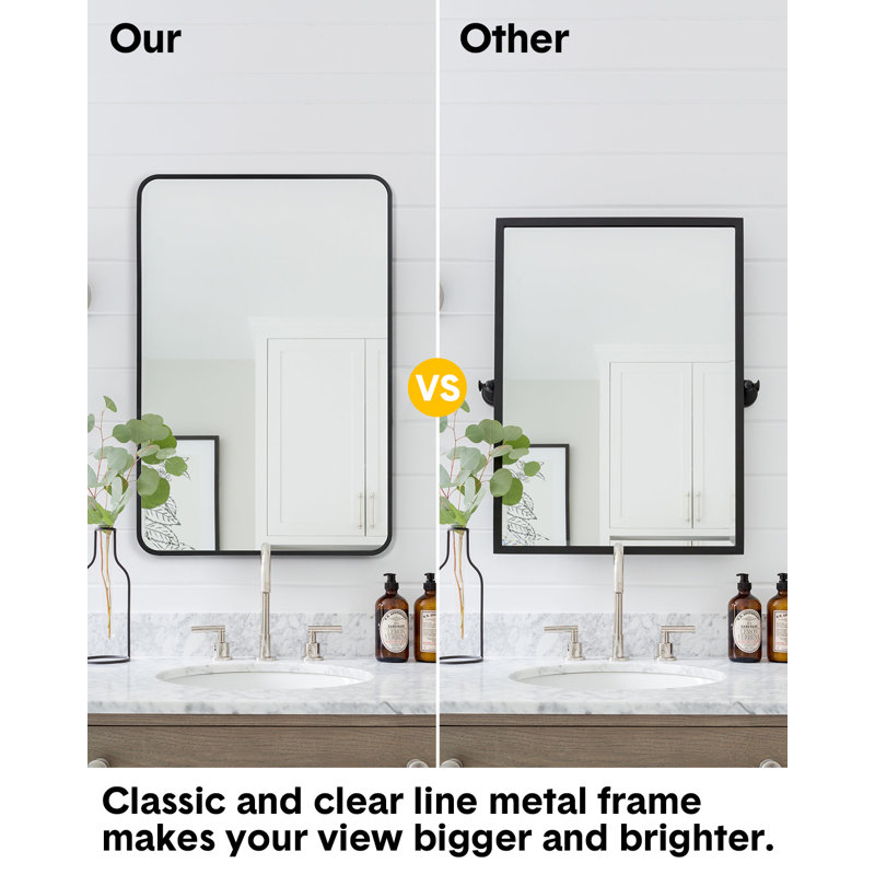 Vanity Mirror, 22*30" square rounded corner black
