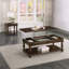 Table basse, table basse avec plateau relevable et tablette de rangement ouverte