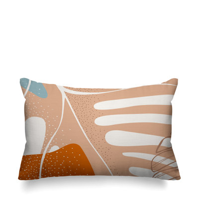 Coussin décoratif intérieur / extérieur moderne à motif abstrait Mid-Century Julia Leafs