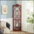 Exquisite Lighted Corner Cabinet With Adjustable Shelves And Carved Decoration-1067051866