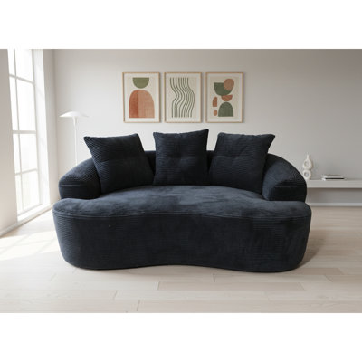 Noir avec coussins incurvés de 66,81 po, 3 coussins décoratifs, sans assemblage, noir