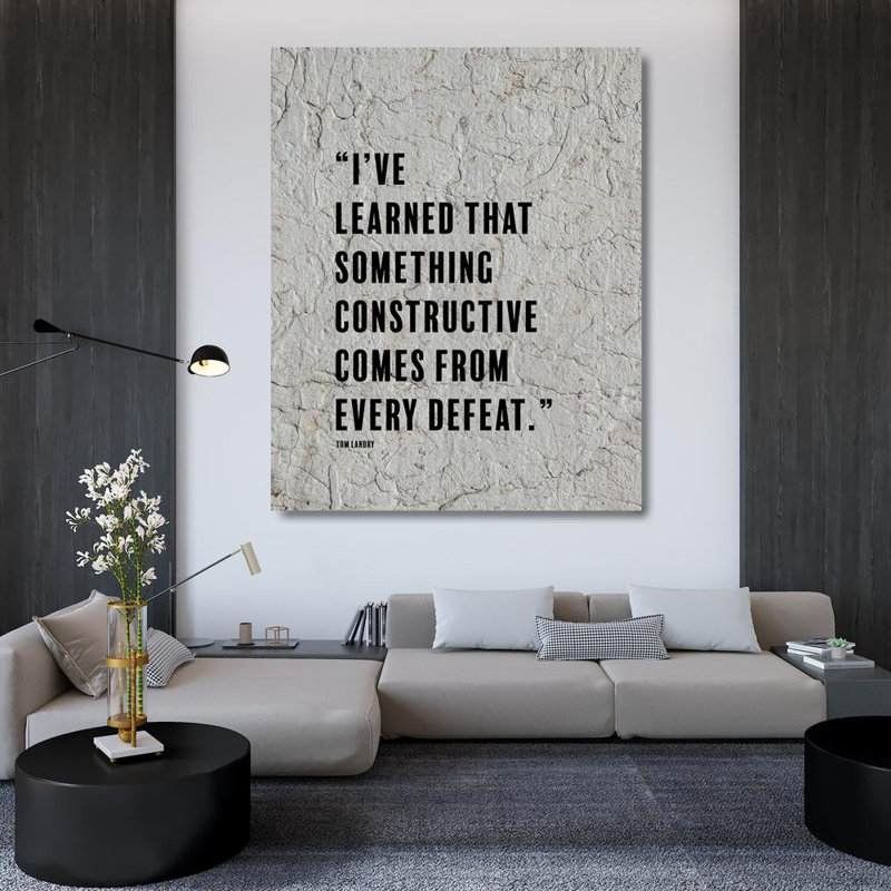 Art sur toile tendue Trinx ArtsyQuotes, Tom Landry, citation: Chaque défaite, H 44 po x l 36 po