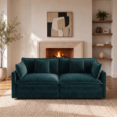 Grand canapé rembourré 70,8 po à 2 places avec 2 accoudoirs et 2 coussins décoratifs, causeuse en chenille confortable pour le salon, la chambre à coucher et le club