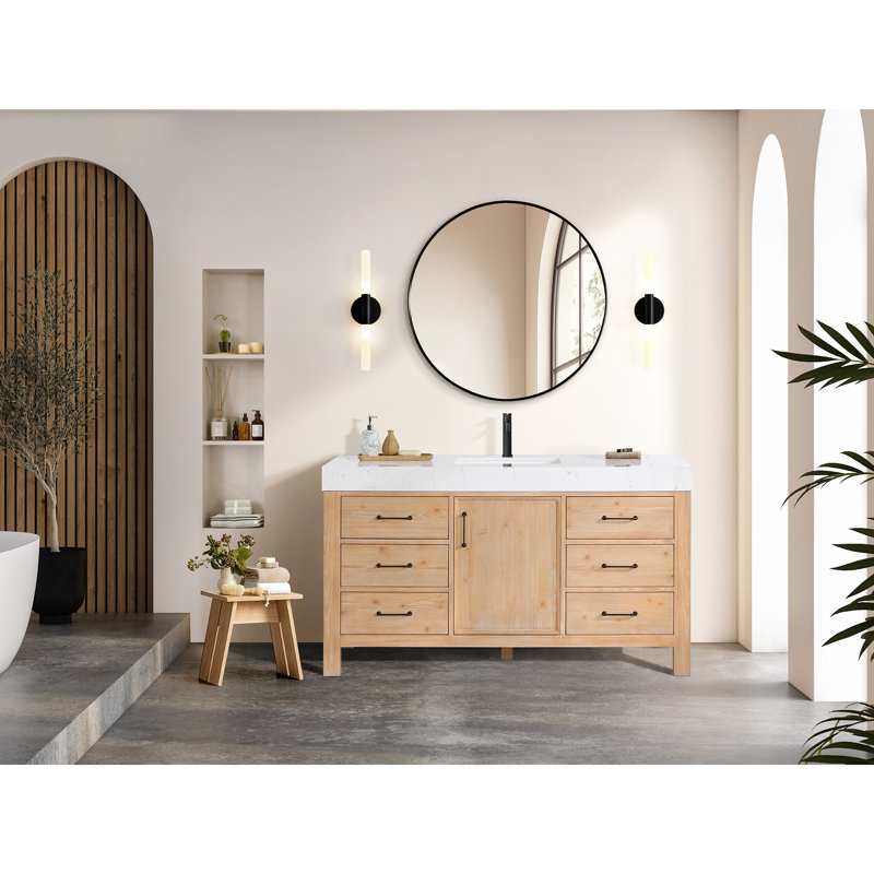 Ensemble de meuble-lavabo simple 60 po Arrington, Brun, Blanc, Noir mat