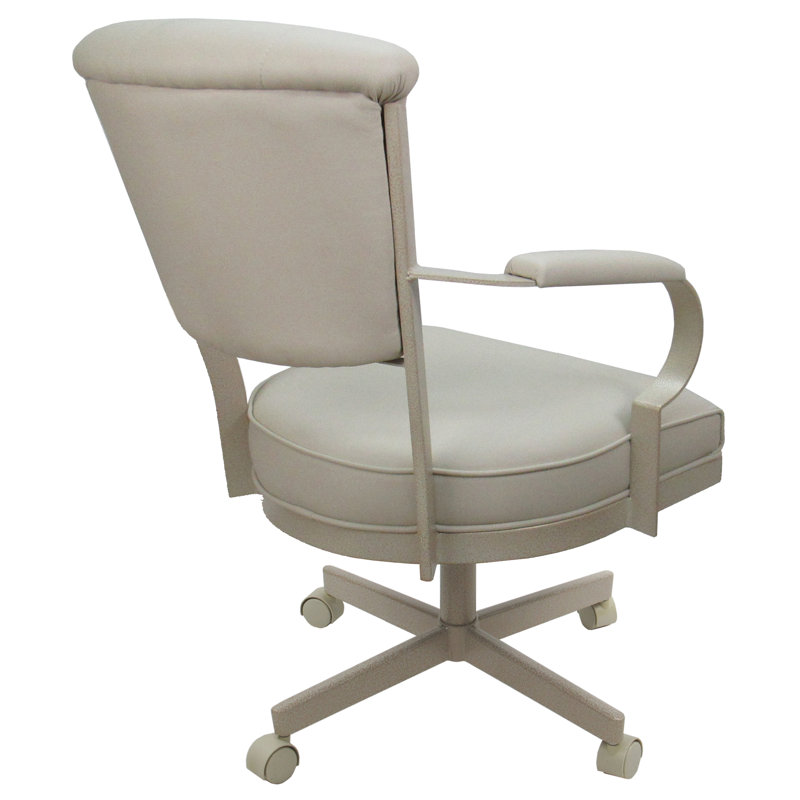 Metal Dining Caster Chair with Arms, Ocean Beige, Beige