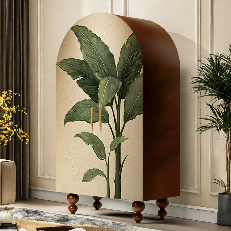 Armoire moderne à double porte arquée, Noyer