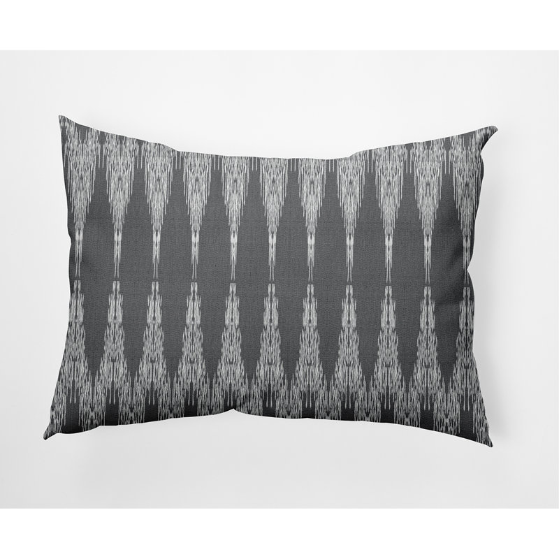Geometric Outdoor Reversible Throw Pillow, Gray