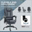 Fauteuil de bureau inclinable à massage avec moteurs vibrants à 7 points, repose-pieds rétractable | Bleu marine | Cuir PU-1705927705