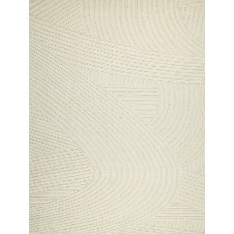 Entro Handmade New Zealand Wool Cream/Ivory Area Rug, Rectangle 9' x 12'