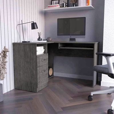 Bureau en L Bradford, tablette à clavier