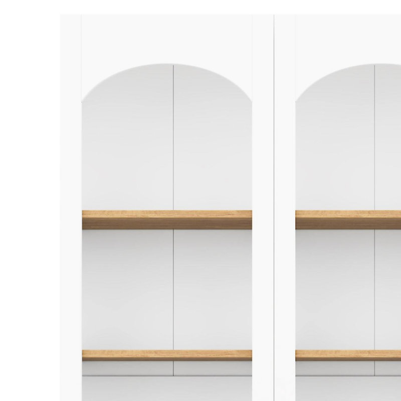2 bibliothèques avec tablettes réglables, armoire rétro pour le salon, bureau, bibliothèque blanche, Blanc