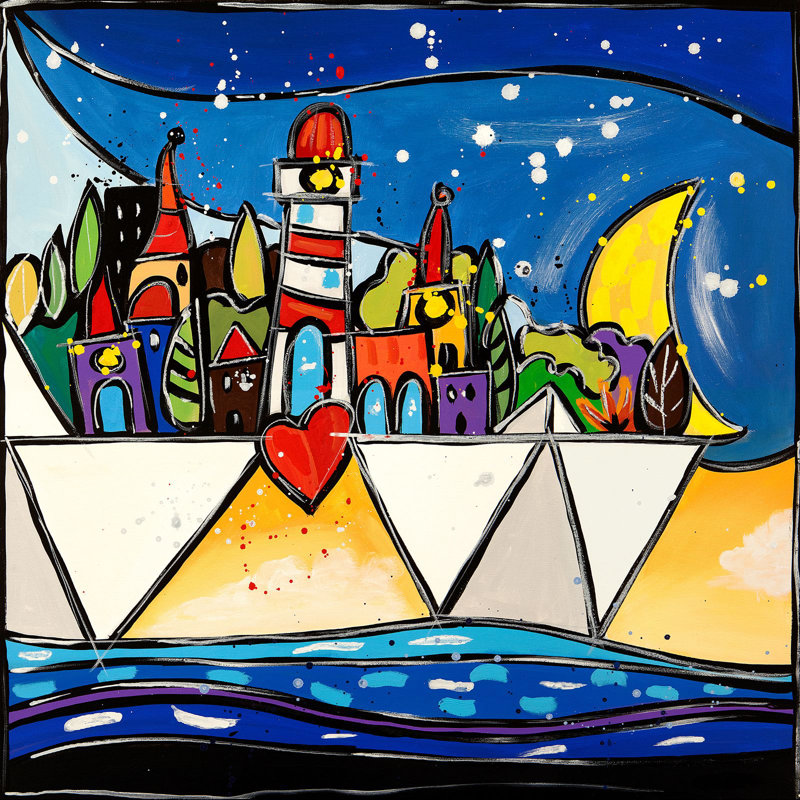 1WA6232 Colourful Art: Conjunction by Wallas - Wrapped Canvas Art Prints, 70cm H x 70cm W