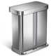 Simplehuman 58L / 15.3 Gallon Hands-Free Dual Compartment Recycling Kitchen Step Trash Can with Lid