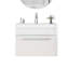 Meuble-lavabo mural de 24 po avec tiroir à fermeture en douceur, finition blanc brillant et lavabo en céramique à bords épais unique pour les salles de bain modernes