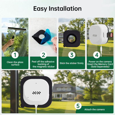 2-Pack Smart Window Security Cameras With AI Motion Detection, 2K Full Color Night Vision, Emergency Alarm & Cloud Storage