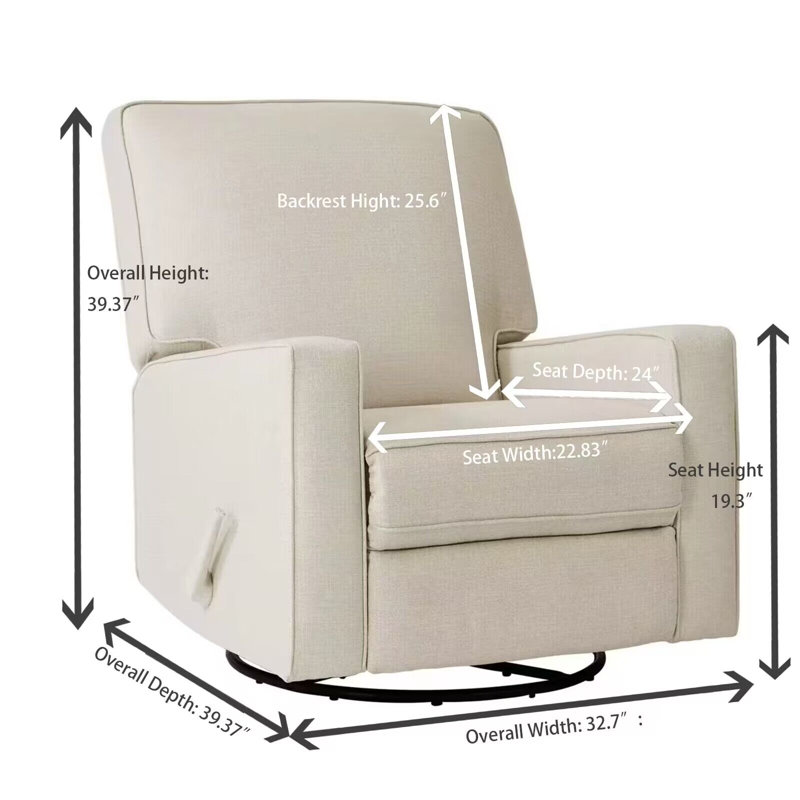 Fauteuil inclinable et oscillant rembourré avec fauteuil berçant et oscillant manuel, dossier haut pour chambre d'enfant et salon