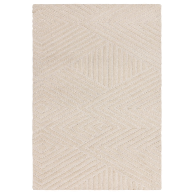Mendez Aariona Hand Tufted Geo Ivory Area Rug, Rectangle 160cm x 230cm