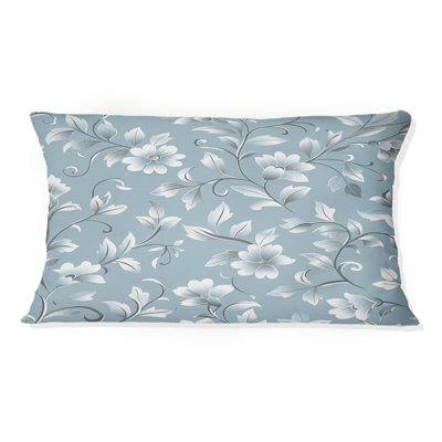Coussin lombaire transitionnel bleu argenté floral II