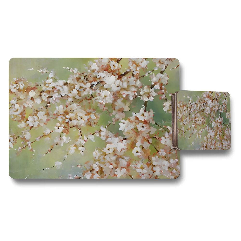 Cherry Blossom Placemats And Coaster Set Floral Table Decor