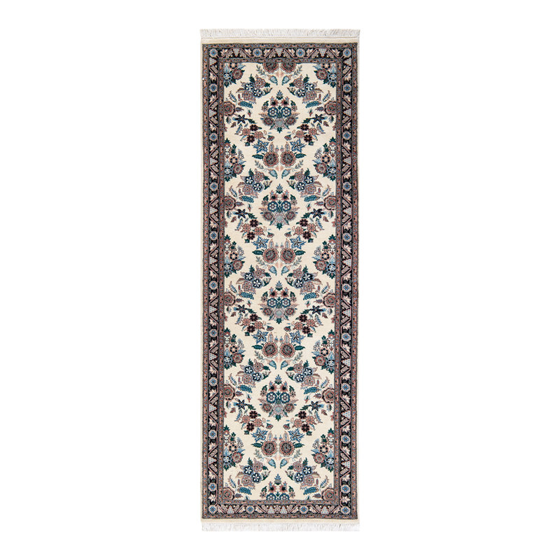 Hayner One-of-a-Kind Hand-Knotted New Age 2'6" x 14' Runner Wool Area Rug in Ivory/Blue/Red