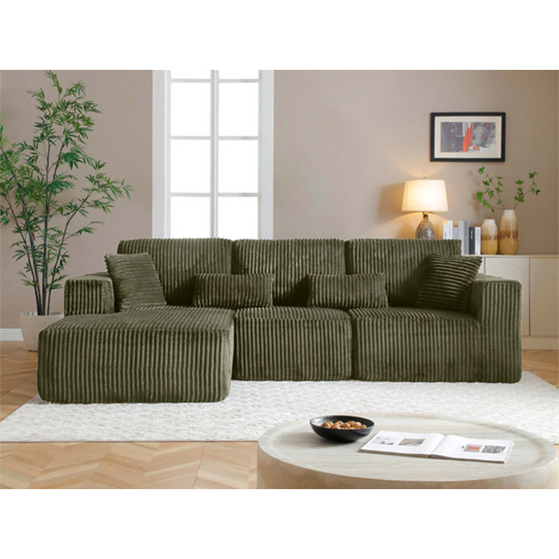 Canapé modulaire Cloud avec fauteuil inclinable et sans assemblage, Vert