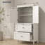 Armoire de rangement pour salle de bain, armoire avec deux portes et tiroirs, tablette réglable, panneau de fibres à densité moyenne, blanc-130459206-130459204